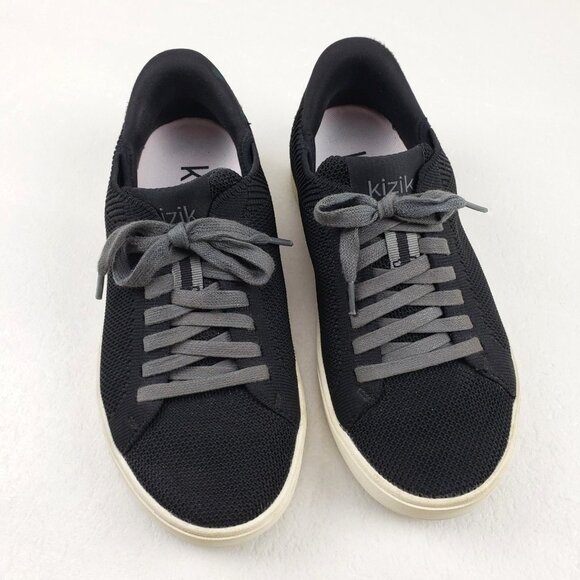 Kizik Irvine Knit Sneaker Women 6.5 Black Hands Free Casual Slip On Lace Up Shoe - Picture 1 of 12